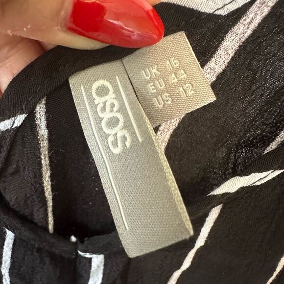 ASOS Cami Slip V Neckline Spaghetti Straps Side Slit Stripe Flowy Midi Dress 12 - Picture 5 of 12